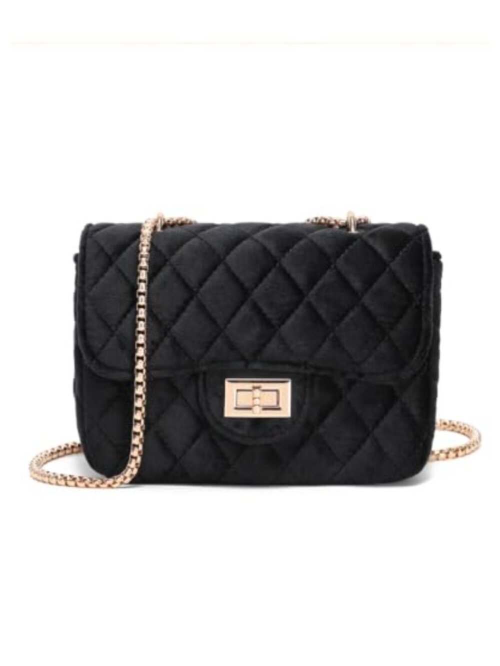 Quilted Crossbody Bag Small Plush Chain Shoulder Purse Turn Lock Mini